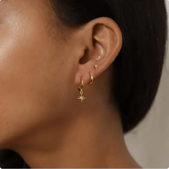 3-piece electroplated star-shaped earring set