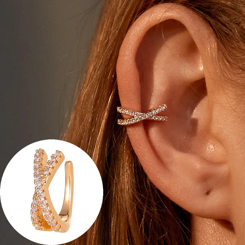 Geometric Ear Cuff with Zirconia - Chic Minimalist Style