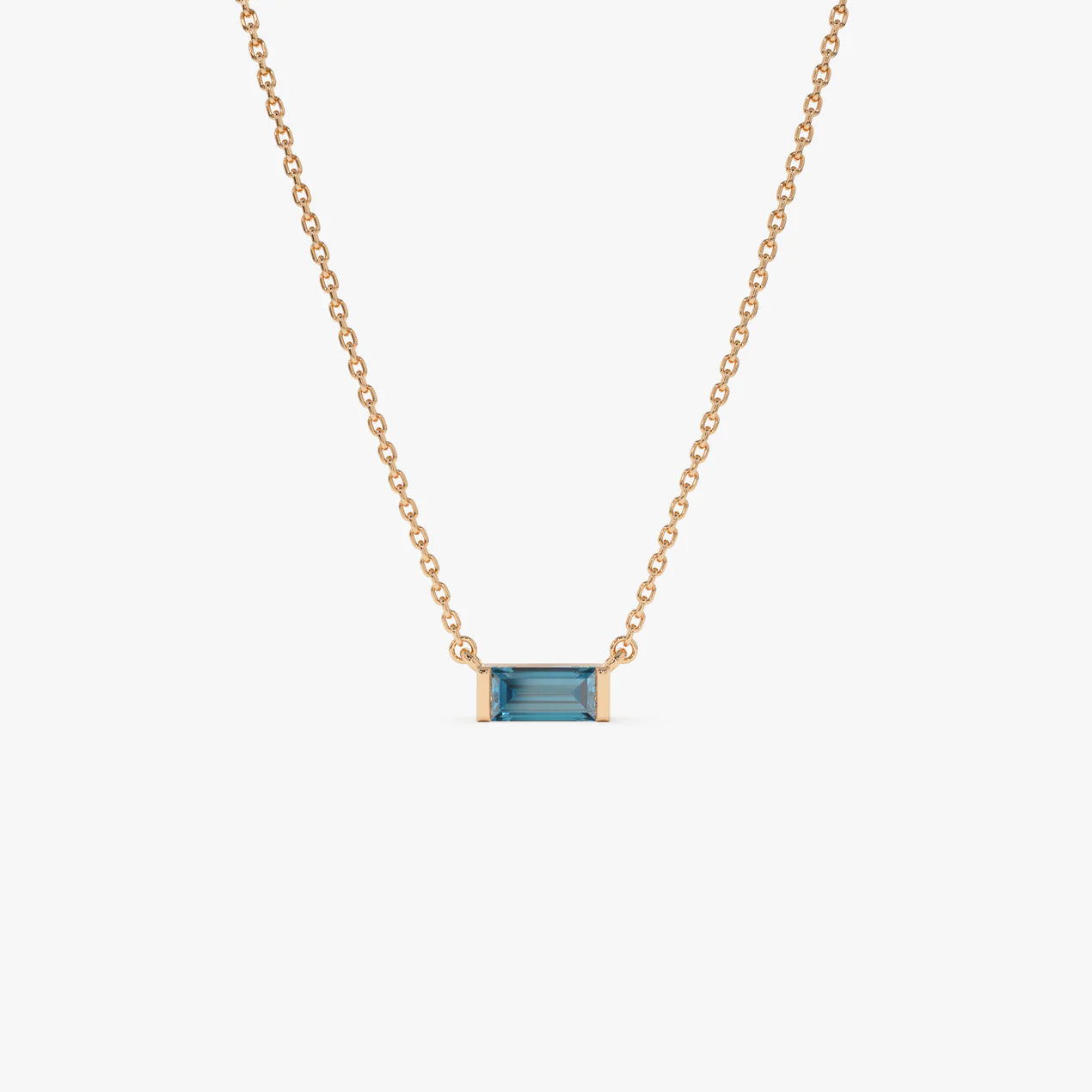 Baguette Birthstone Necklace