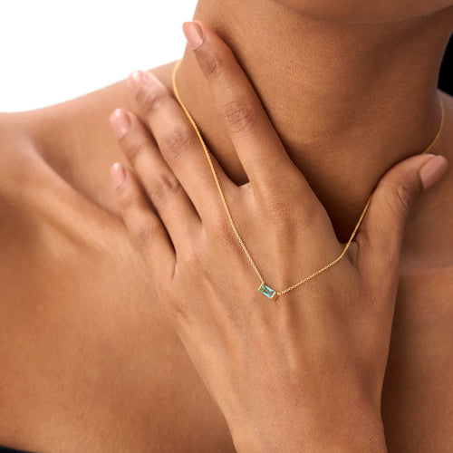 Baguette Birthstone Necklace
