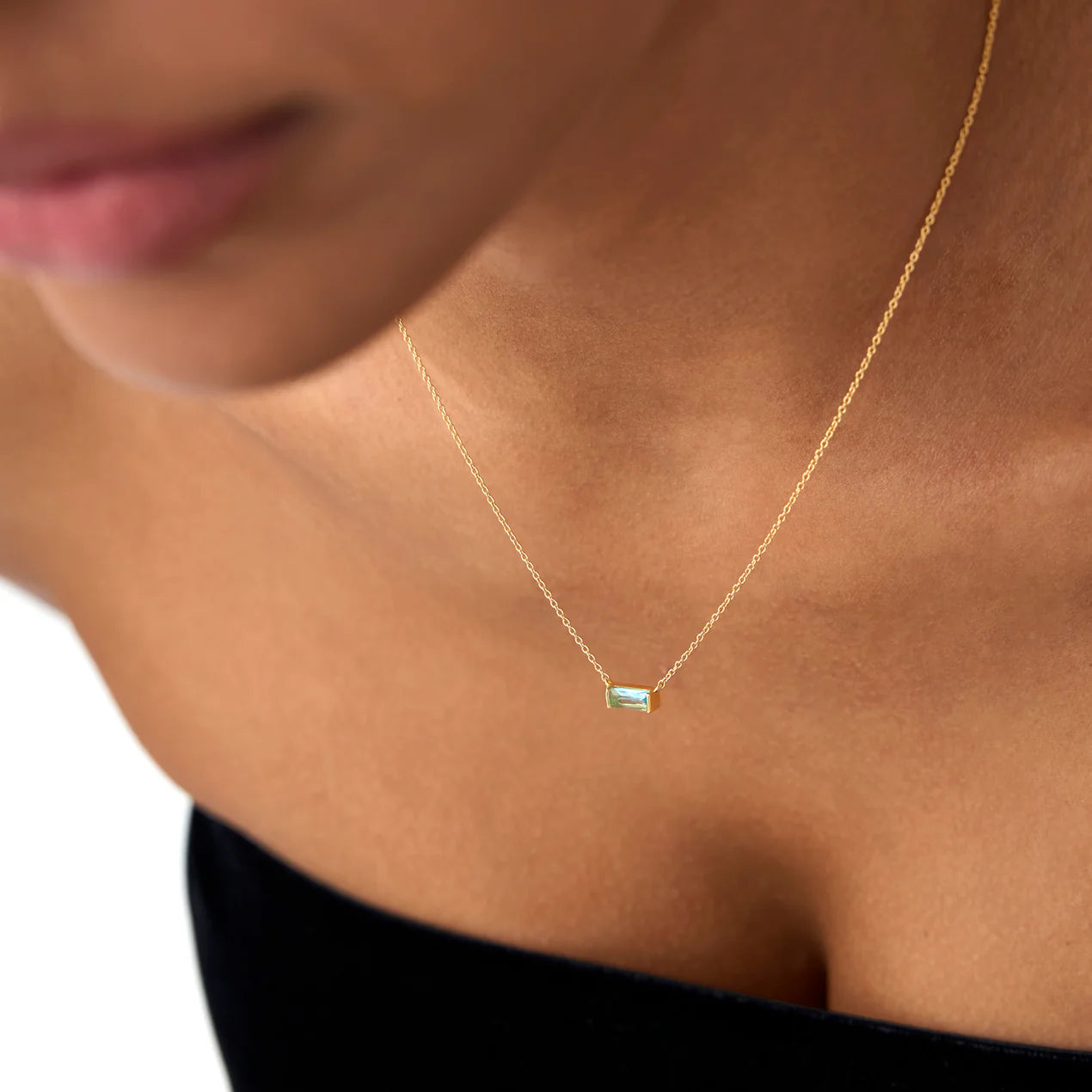 Baguette Birthstone Necklace