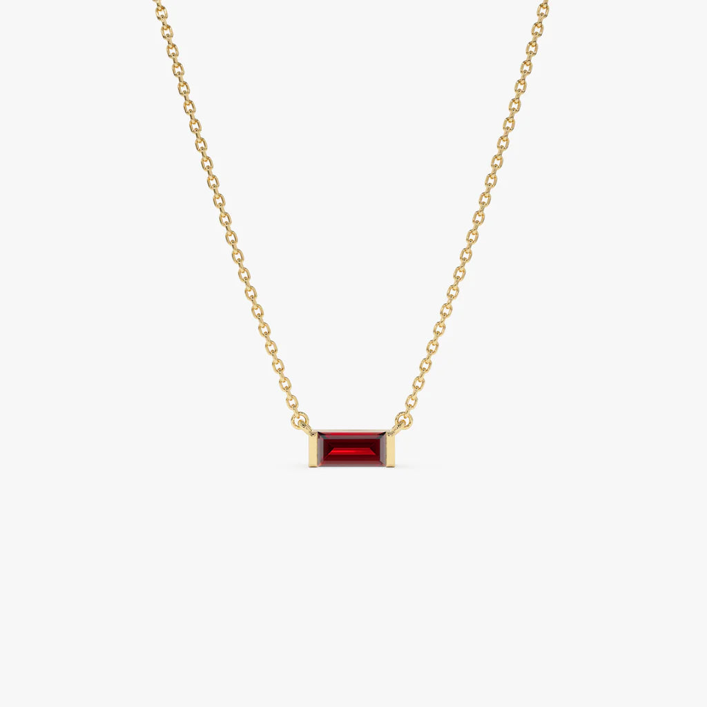 Baguette Birthstone Necklace