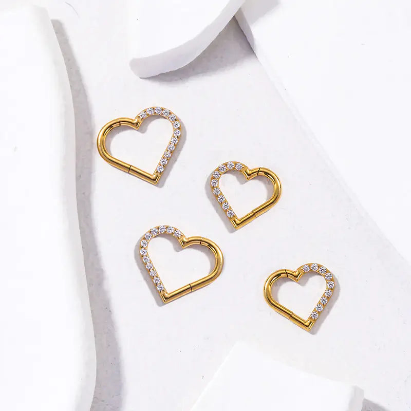 Heart-Shaped Cartilage Piercing Earring 16G
