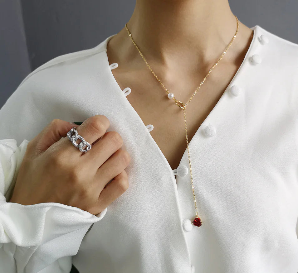 Radiant Heart Pearl Pendant Necklace