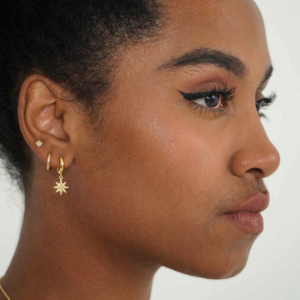 3-piece electroplated star-shaped earring set