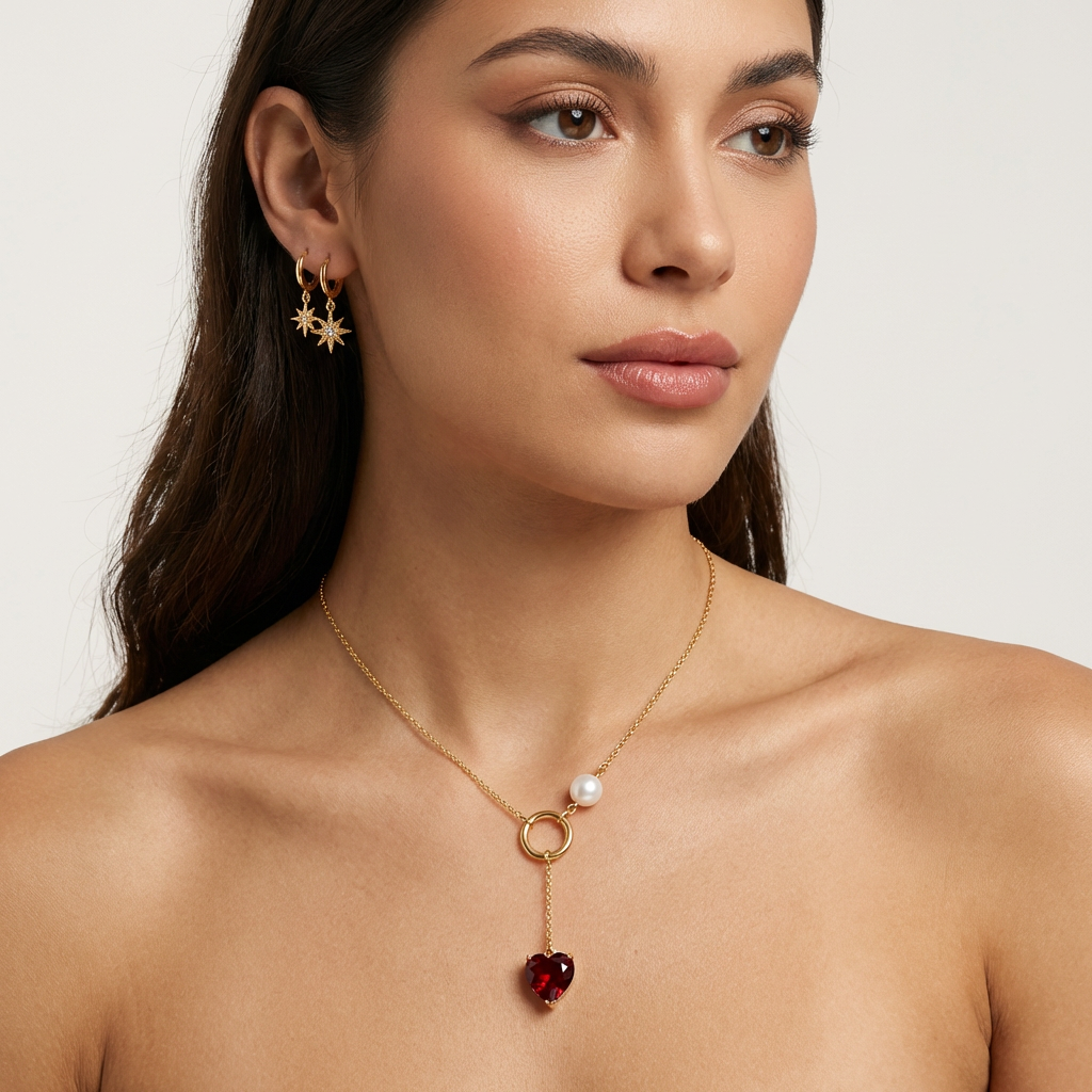 Radiant Heart Pearl Pendant Necklace