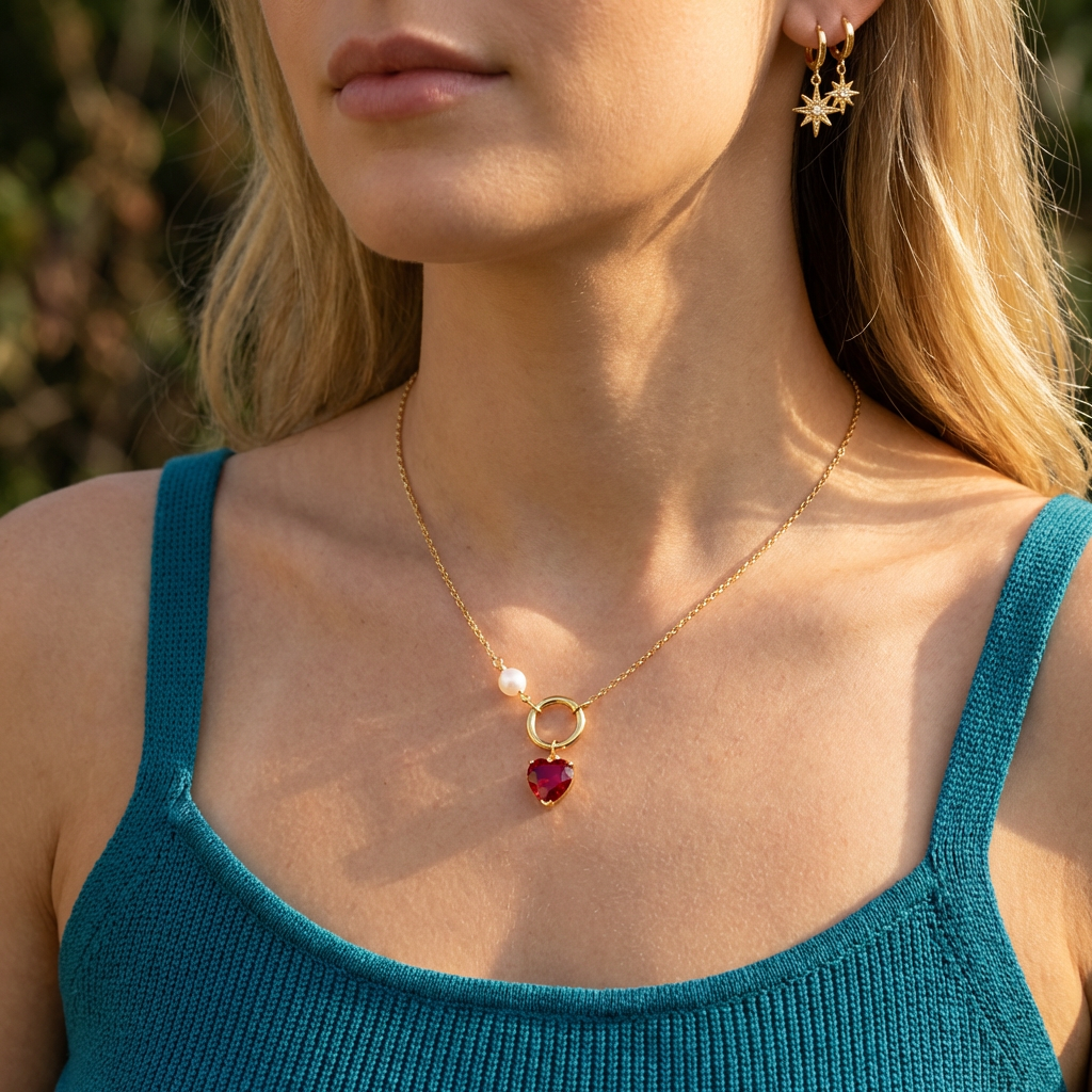 Radiant Heart Pearl Pendant Necklace