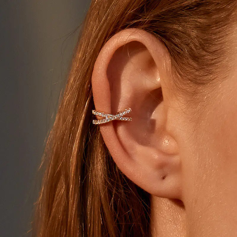 Geometric Ear Cuff with Zirconia - Chic Minimalist Style